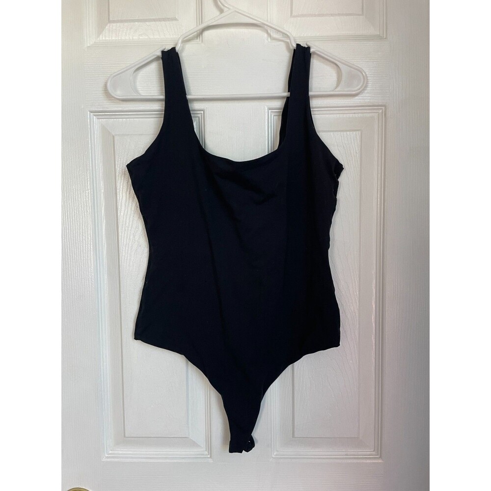 Pumiey Square Neck Bodysuit Womens M Black Slim Fit Soft Feel